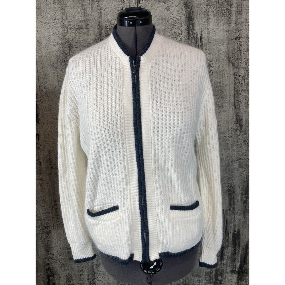 Vintage 1960s Orlon By Campus  Zip-Up  Cardigan Sweater USA Granny cottage